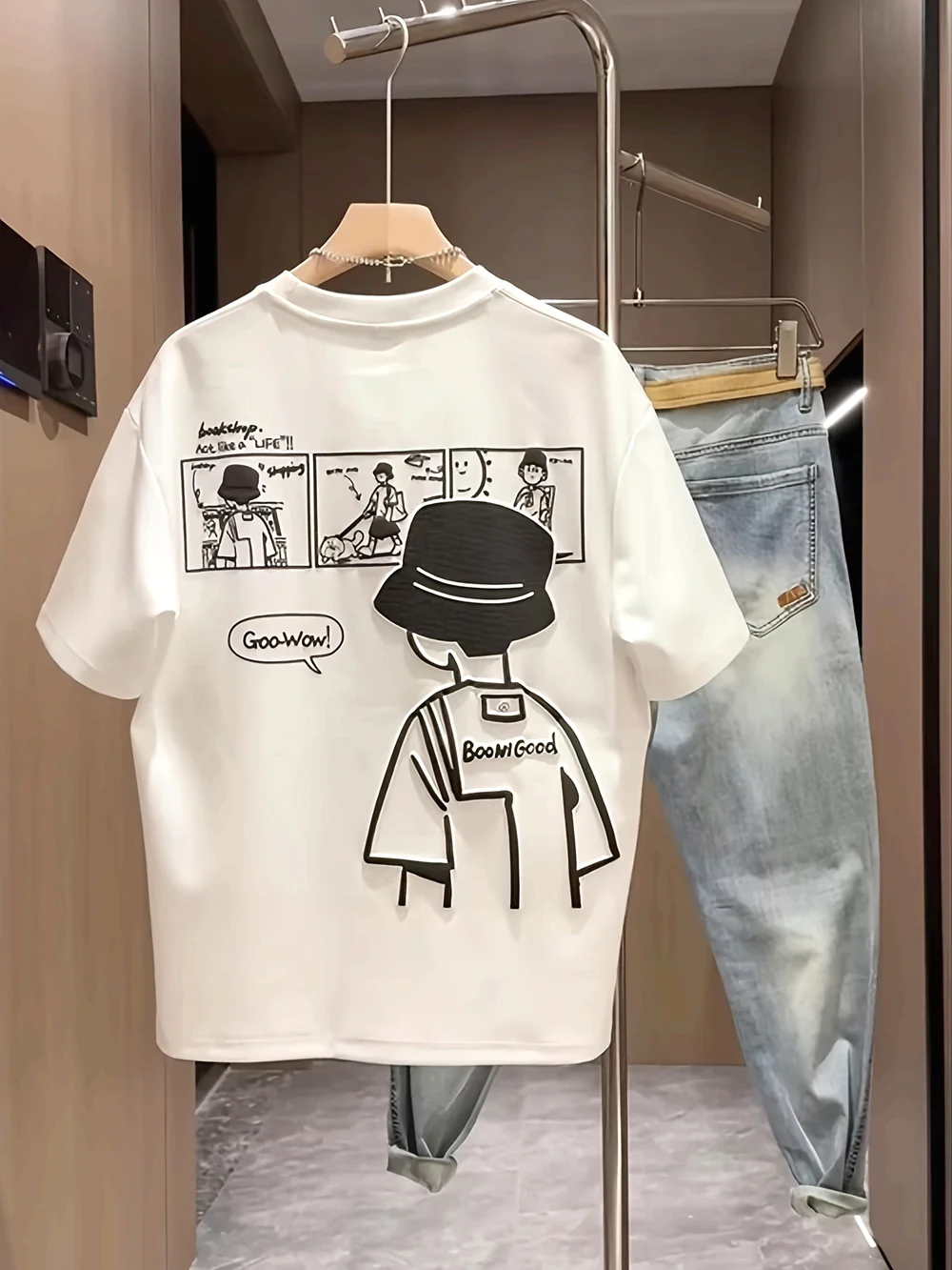 Breathable Tee with Humorous Serenading Squirrels Oversized Fit